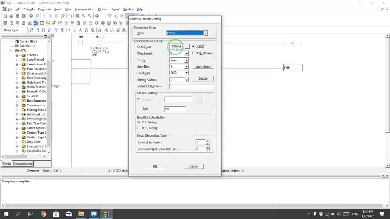 Communication setting