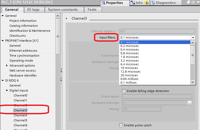 بخش Digital Inputs