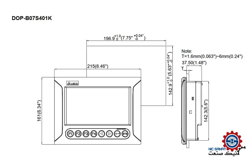 ابعاد اچ ام آی دلتا مدل DOPB07S401K