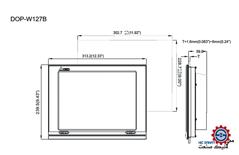 ابعاد اچ ام آی سری DOP-W دلتا DOP-W127B