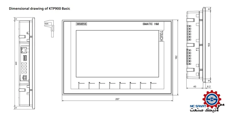 ابعاد اچ ام آی زیمنس سری BASIC مدل KTP900 6AV2123-2JB03-0AX0