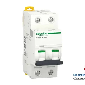 خرید کلید مینیاتوری اشنایدر تیپ C دو پل 63 آمپر AC/DC مدل A9F84263