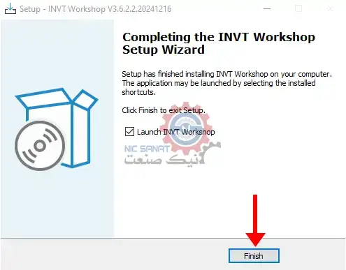 پنجره پایان نرم افزار INVT Workshop