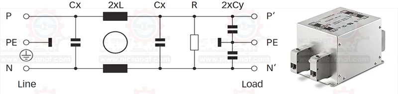 خرید فیلتر تک فاز تک طبقه EMC شافنر FN 2410 تا FN 2412 با عملکرد استاندارد