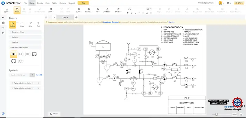نمایش نرم‌افزار SmartDraw Online
