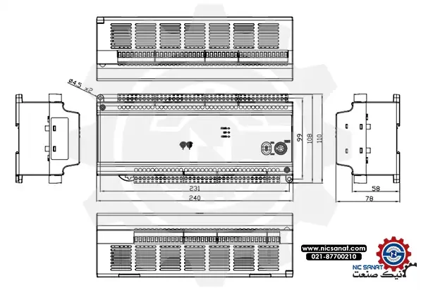 ابعاد plc DVP60EC00R3 دلتا