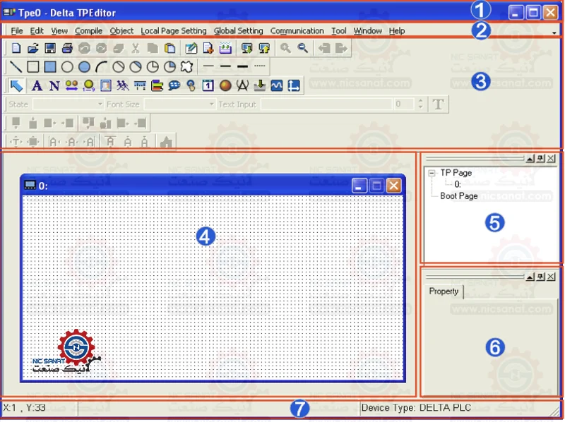 اجزا پنجره اصلی نرم افزار TPEditor