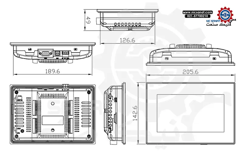 ابعاد HMI TP70P-32TP1T دلتا